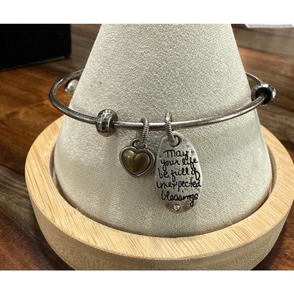 Brighton Bangle Wire Charm Bracelet Blessings Quote and Dove - Picture 1 of 5